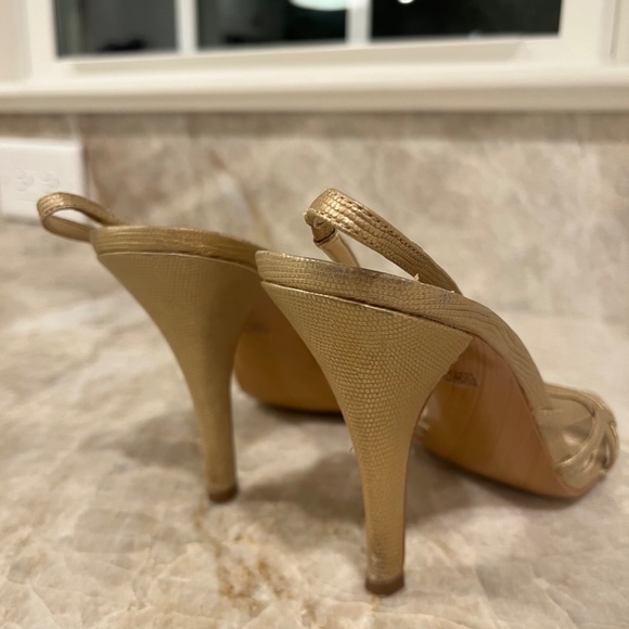 Gold Leather Rochelle Strappy Heels - Picture 4 of 5
